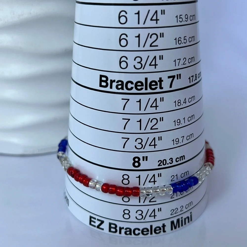 Stretch Beaded Anklet Red White & Blue